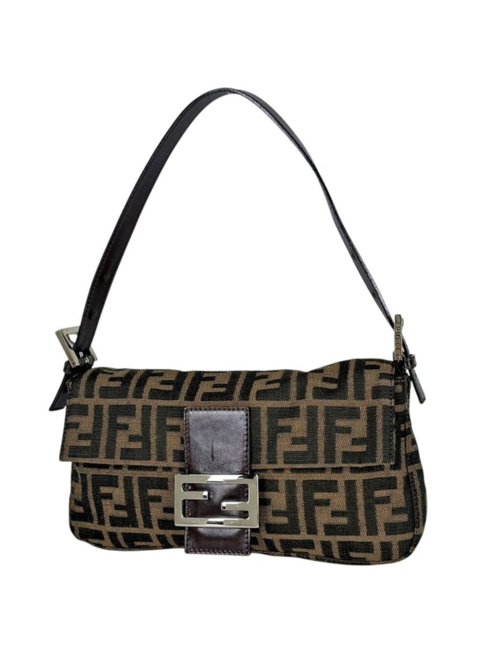 Fendi Shoulder Bag Zucca Mamma Baguette Canvas Brown